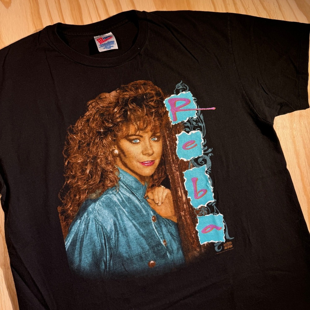 Hanes Men's Vintage Reba McEntire Country Graphic T-Shirt Black 90s Size XL